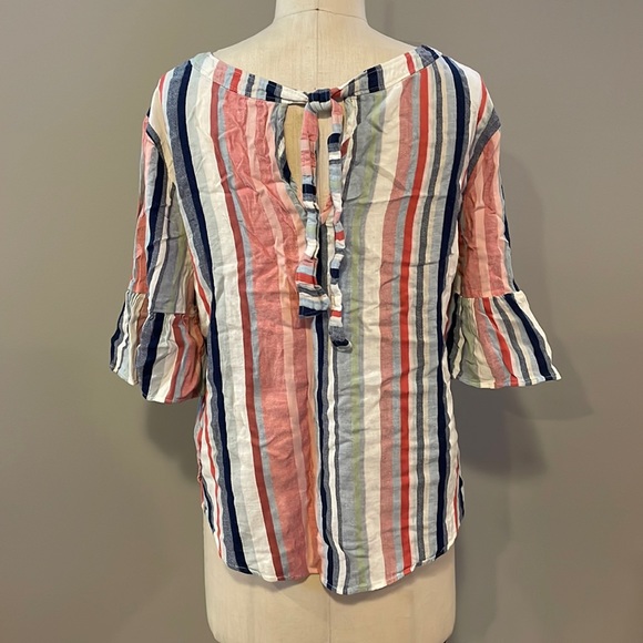 Susina ruffle sleeve multi color stripe blouse - Picture 5 of 8